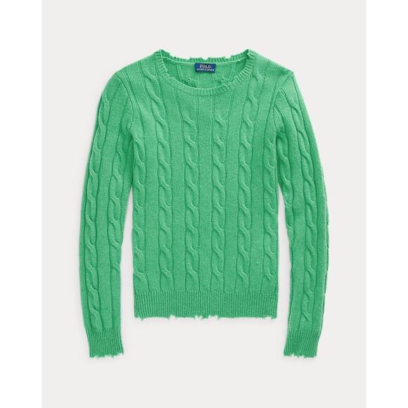 Polo Ralph Lauren Distressed Cashmere Wool‎ Jumper Sweater Size Small Green New - Picture 1 of 8